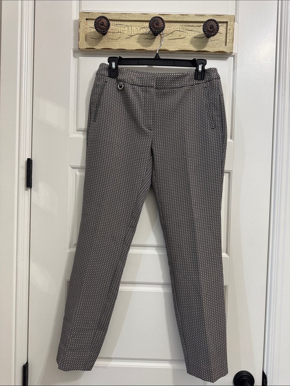 Adrianna Papell Black and Gray Patterned Women's Dress Pants